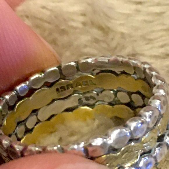 SILPADA Two Tone Sterling Silver Gold Tone Brass Stacked Ring Made In Israel - Picture 13 of 16